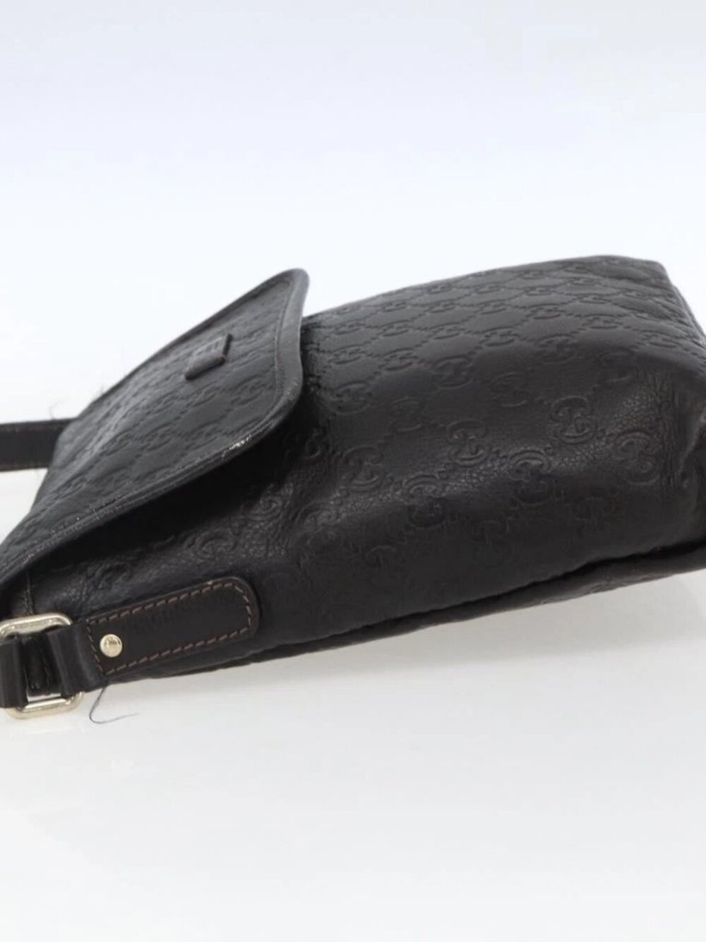 GUCCI GG Canvas Guccissima Shoulder Bag Leather Brown Gold - Picture 6 of 16